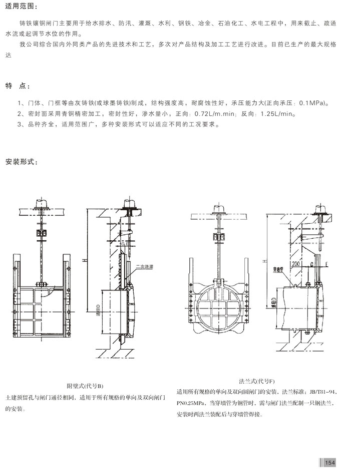 铸铁镶铜圆闸门(图2)
